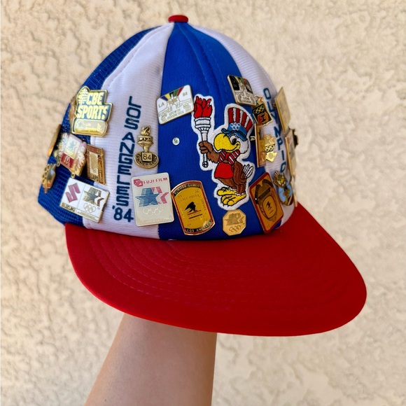 Vtg 1984 LA Olympics Hat W/vtg Olympics Pin’s USA certified